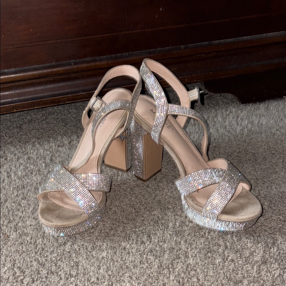 Silver strappy heels